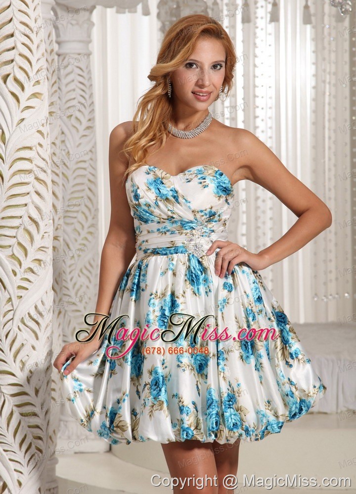 wholesale luxurious printing colorful a-line sweetheart prom dress for graduation party