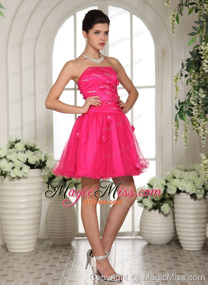 wholesale 2013 salem hot pink prom dress with appliques and beading mini-length for custom made