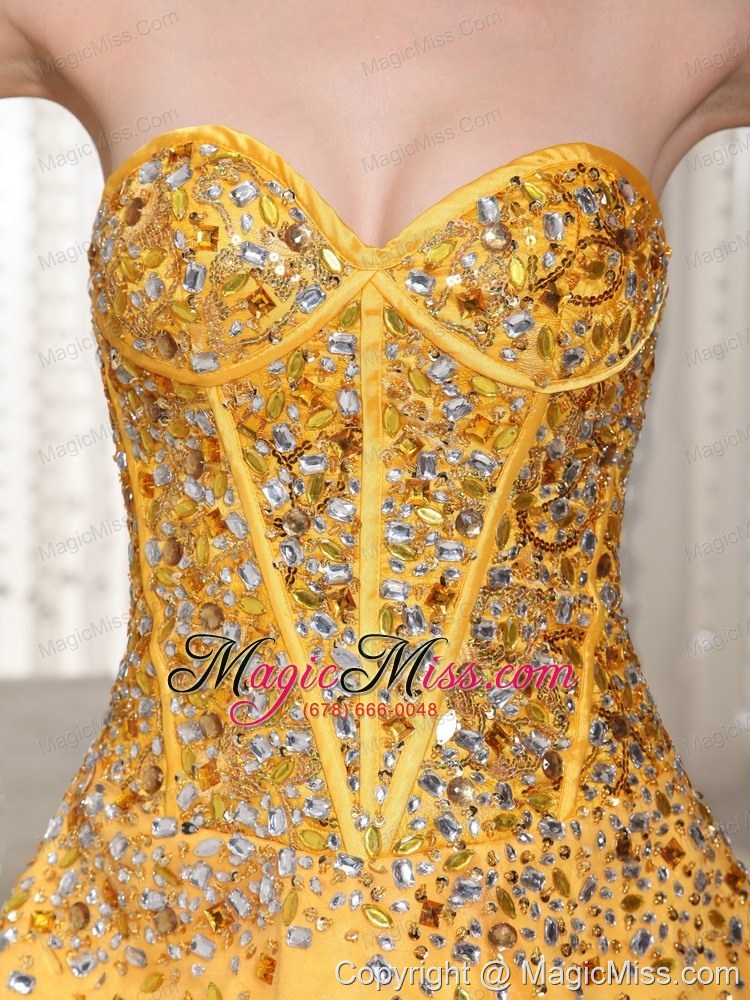 wholesale the brand new sweetheart gold beaded drocrate prom dress 2013