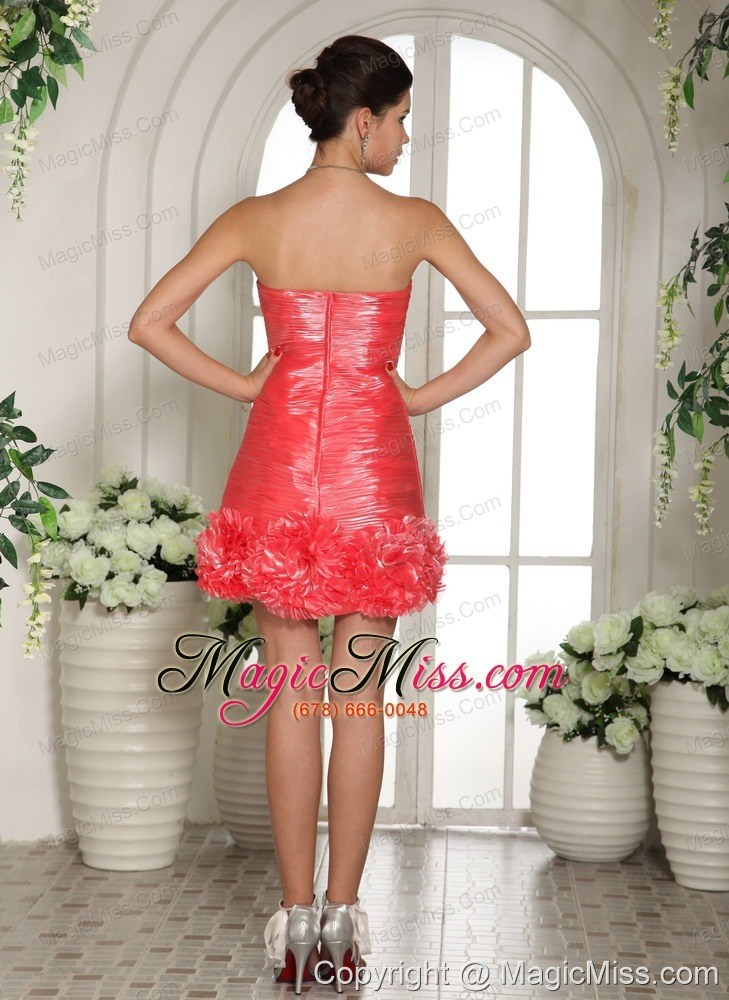 wholesale watermelon red sweetheart cocktail dress with hand made flowers for club in sikeston