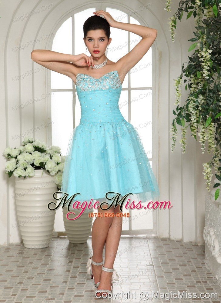wholesale customize aqua blue sweetheart beaded prom dress for prom party in greenville