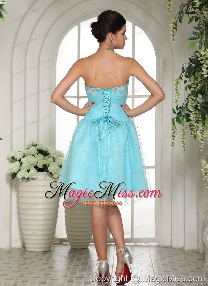 wholesale customize aqua blue sweetheart beaded prom dress for prom party in greenville