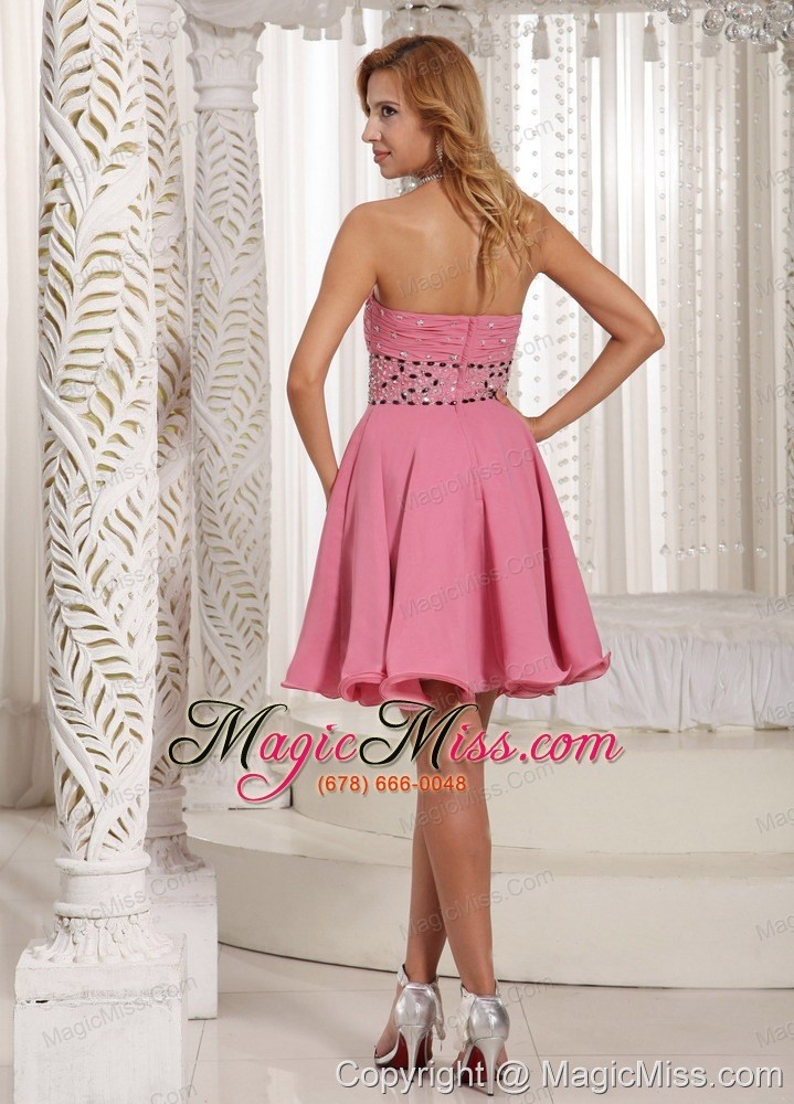 wholesale a-line beaded decorate rose pink stylish cocktail dress with mini-length in summer