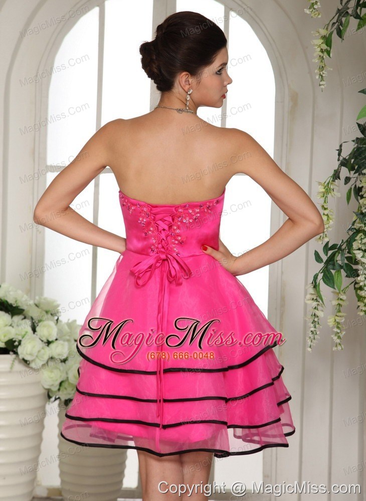 wholesale hot pink and black homecoming dress with appliques and beading for custom made in neosho