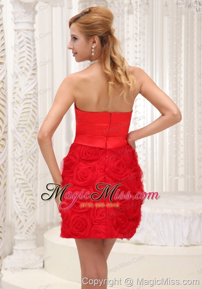 wholesale lovely red prom / homecoming dress for 2013 fabric with rolling flower and taffeta with sweetheart neckline