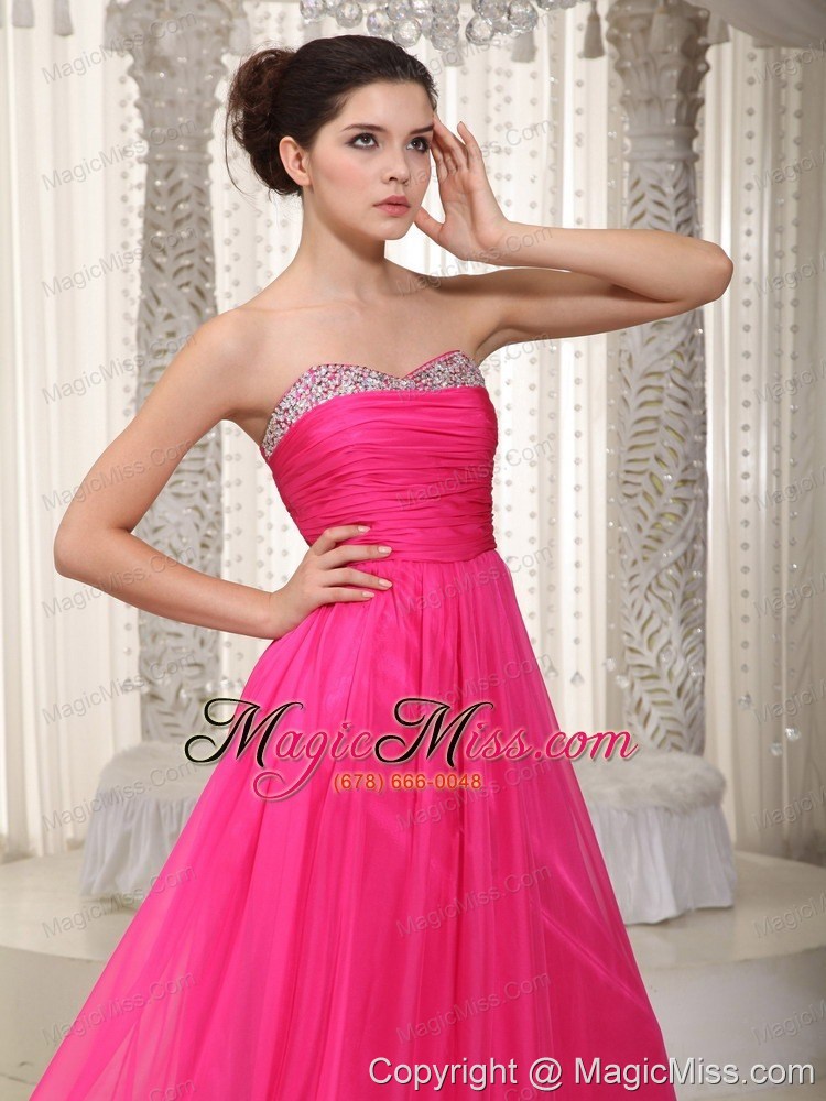 wholesale hot pink empire sweetheart floor-length chiffon beading prom / party dress