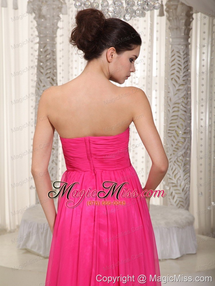 wholesale hot pink empire sweetheart floor-length chiffon beading prom / party dress