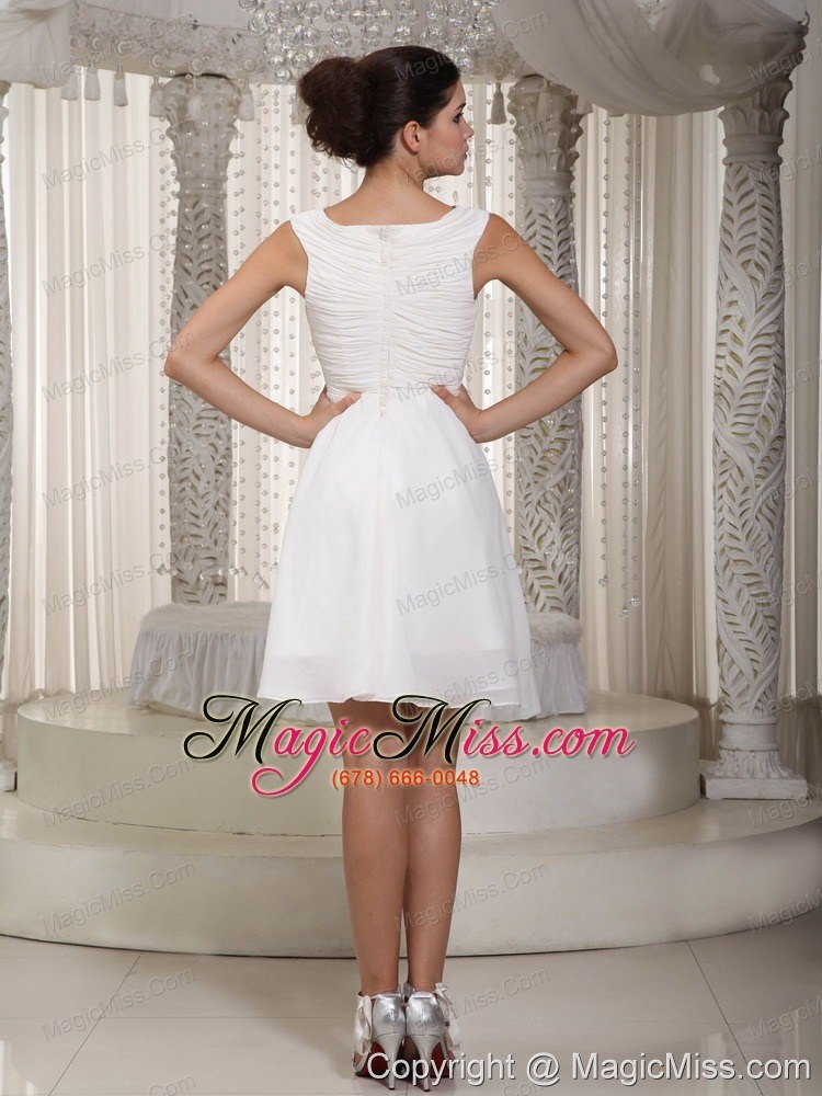 wholesale white empire v-neck mini-length chiffon prom dress