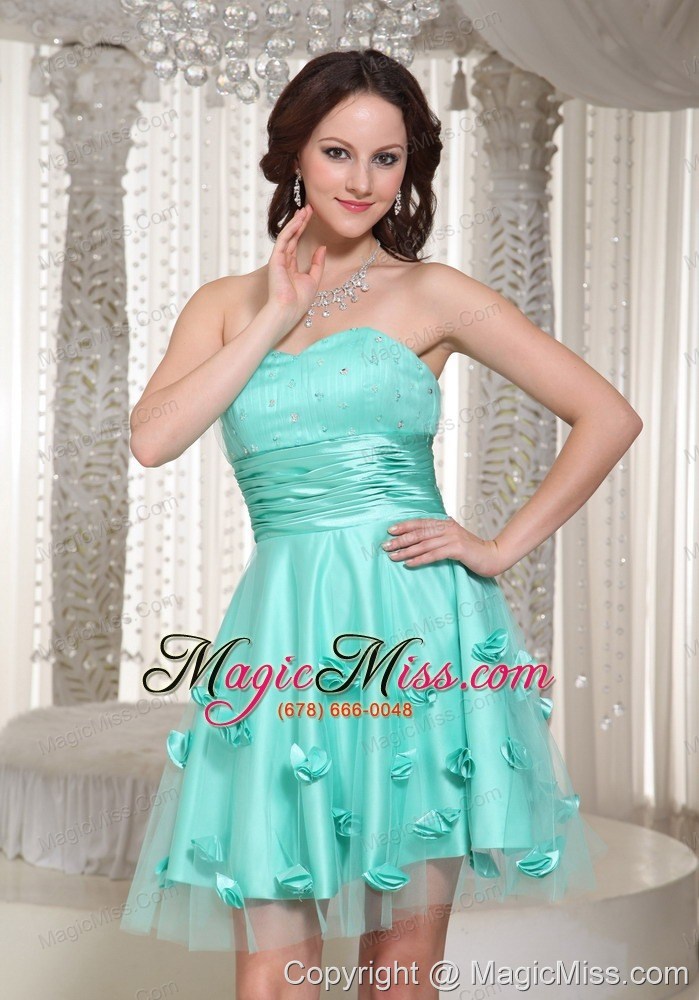 wholesale new turquoise prom dress for homecoming with flowers decorate