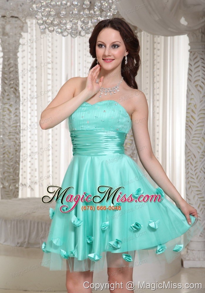 wholesale new turquoise prom dress for homecoming with flowers decorate