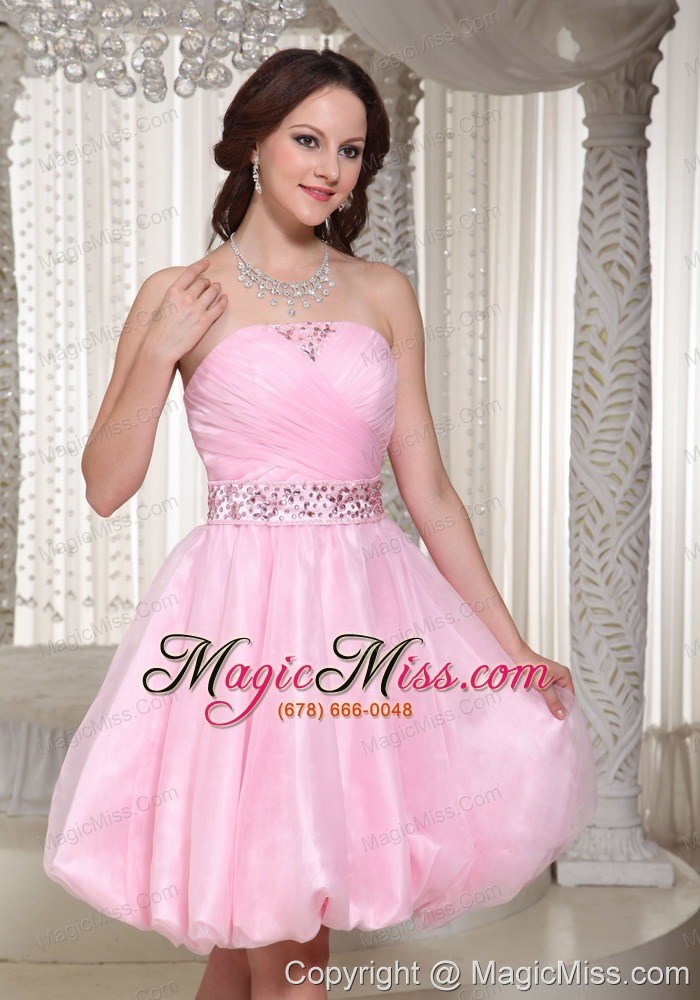 wholesale a-line baby pink prom dress with beaded decorate