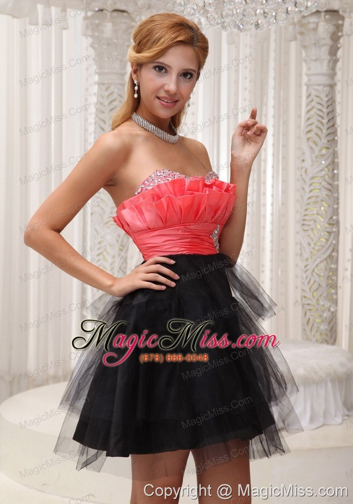 wholesale rust red and black lovely prom / cocktail dress for 2013 beaded decorate sweetheart neckline mini-length