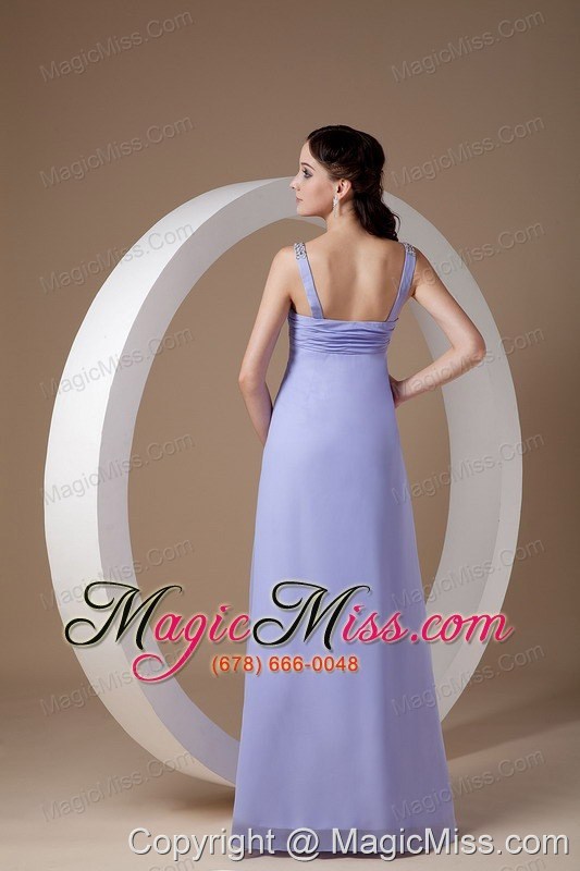 wholesale pretty lilac mother of the bride dress empire straps chiffon beading floor-length