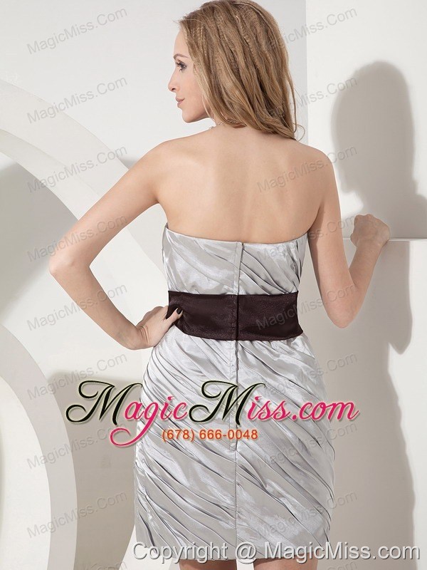 wholesale grey column strapless mini-length taffeta bow prom dress