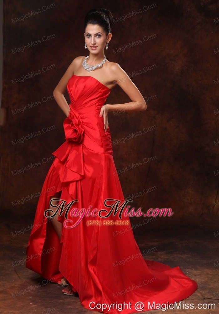 wholesale high slit column strapless celebrity brush / sweep train ruched 2013 prom dress