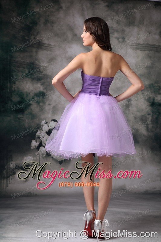 wholesale lilac a-line sweetheart mini-length organza beading prom / homecoming dress