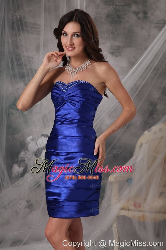 wholesale royal column / sheath sweetheart mini-length taffeta beading prom dress