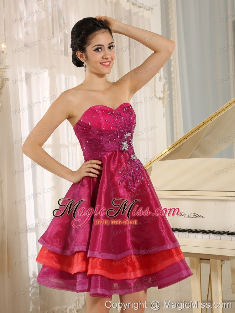 wholesale multi-color sweetheart short prom dress for sweet 16 prom with organza beaded decorate in aliceville california