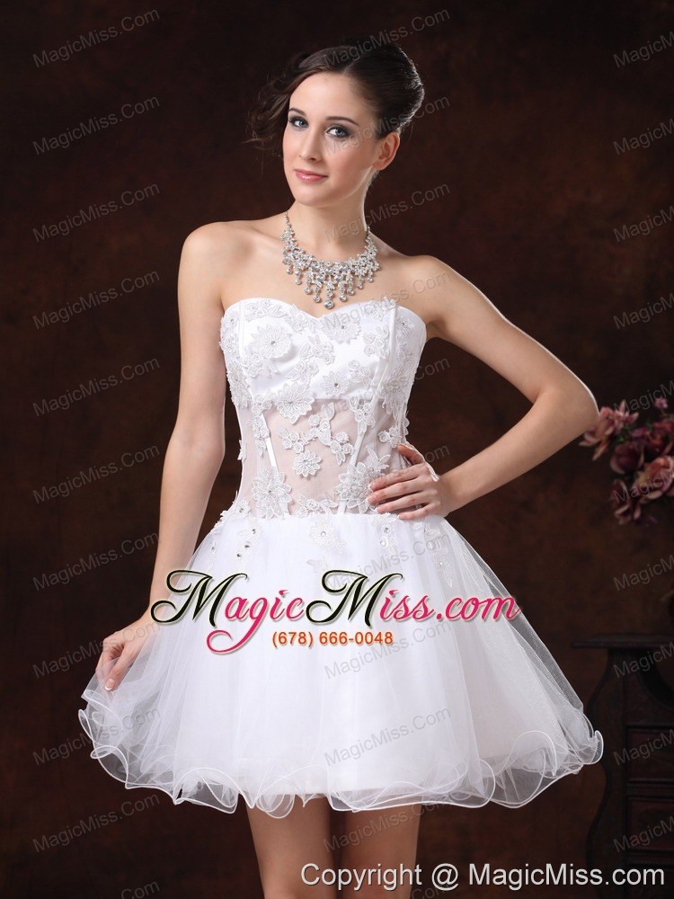 wholesale appliques sweetheart knee-length for white cocktail / homecoming dress in kalamazoo