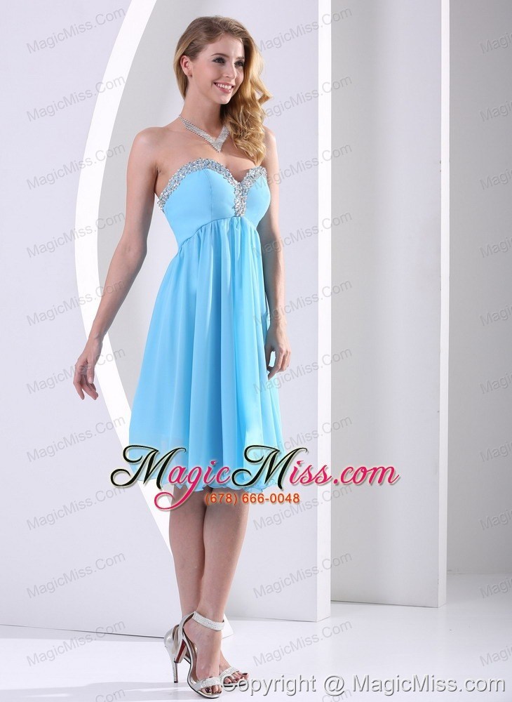 wholesale aqua blue chiffon sweetheart beaded 2013 prom / homecoming dress a-line knee-length