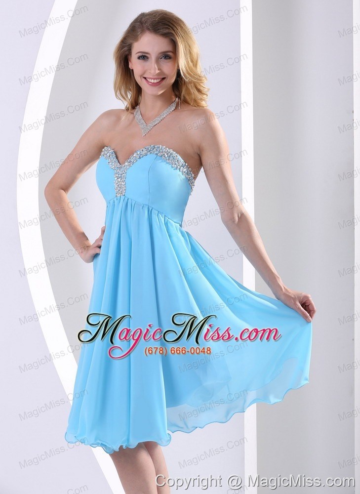 wholesale aqua blue chiffon sweetheart beaded 2013 prom / homecoming dress a-line knee-length