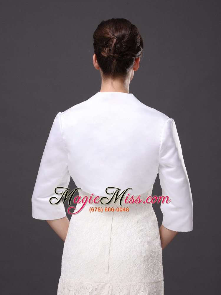wholesale custom made white high-neck jacket with 1/2 sleeves for wedding