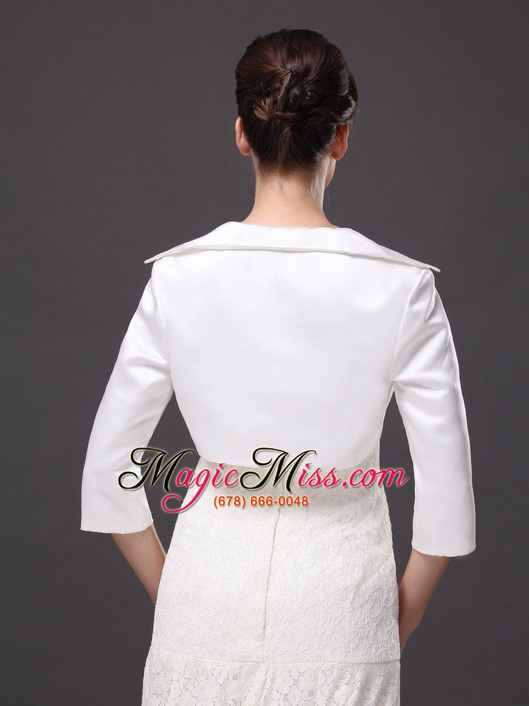 wholesale hot selling white satin 3/4 sleeves jacket