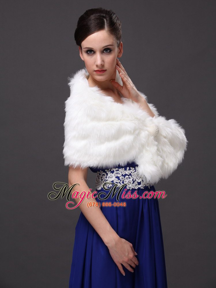 wholesale button gorgeous faux fur trumpet/ mermaid v-neck wraps / shawls