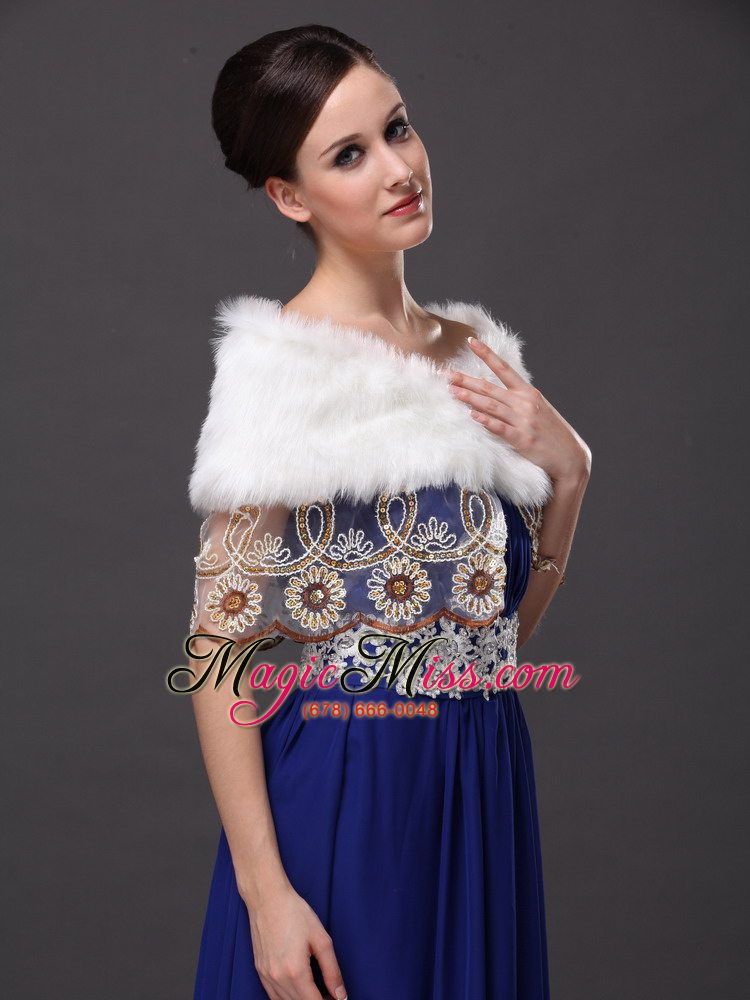 wholesale hottest faux fur v-neck prom white rhinestone wraps / shawls