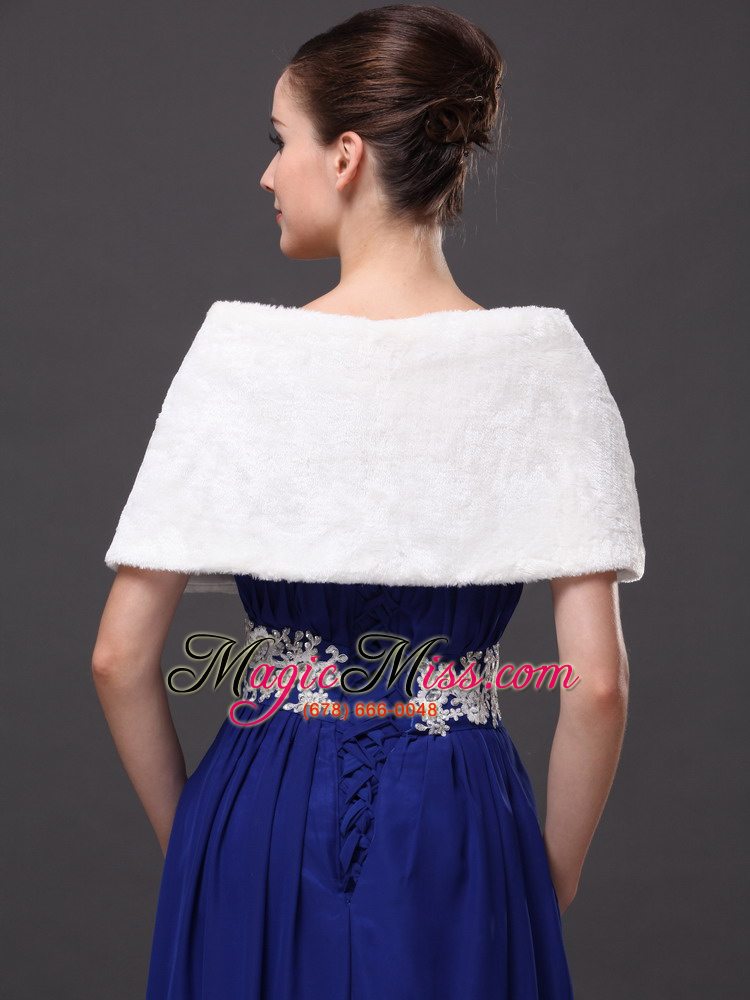 wholesale faux fur fashionable v-neck white wedding party and prom or cocktail wedding wrap