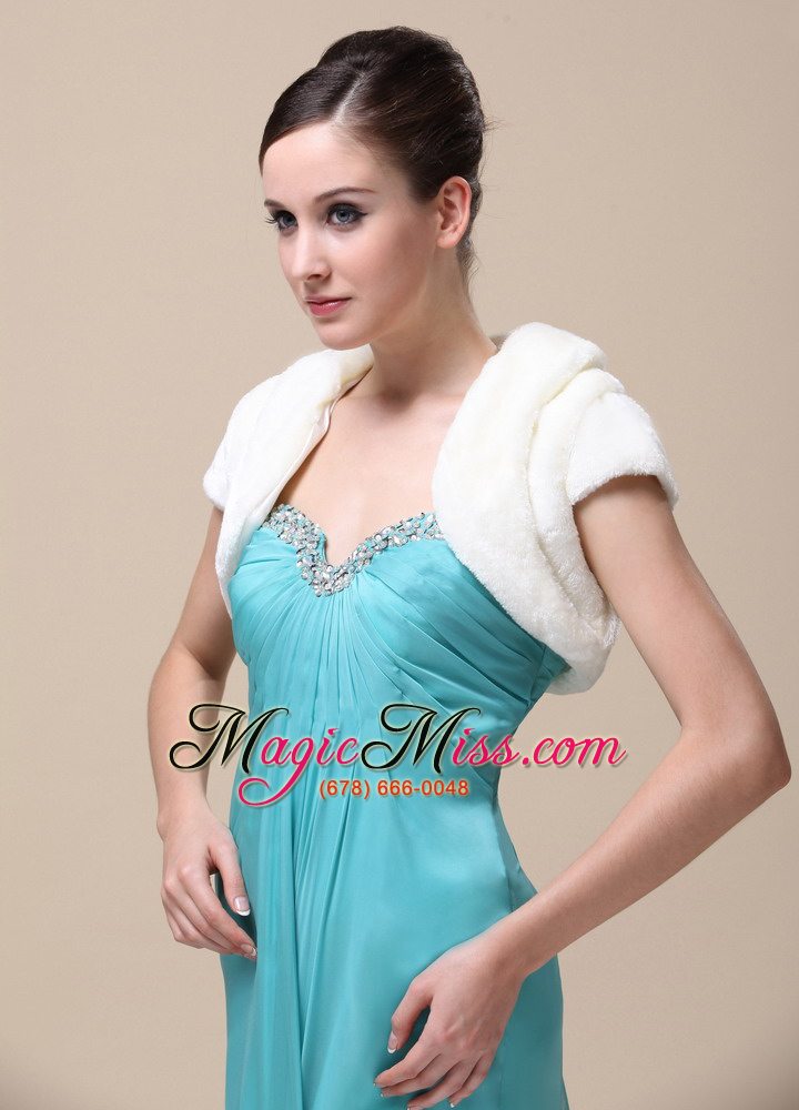wholesale pretty faux fur special occasion / wedding jacket with short sleeves on sale
