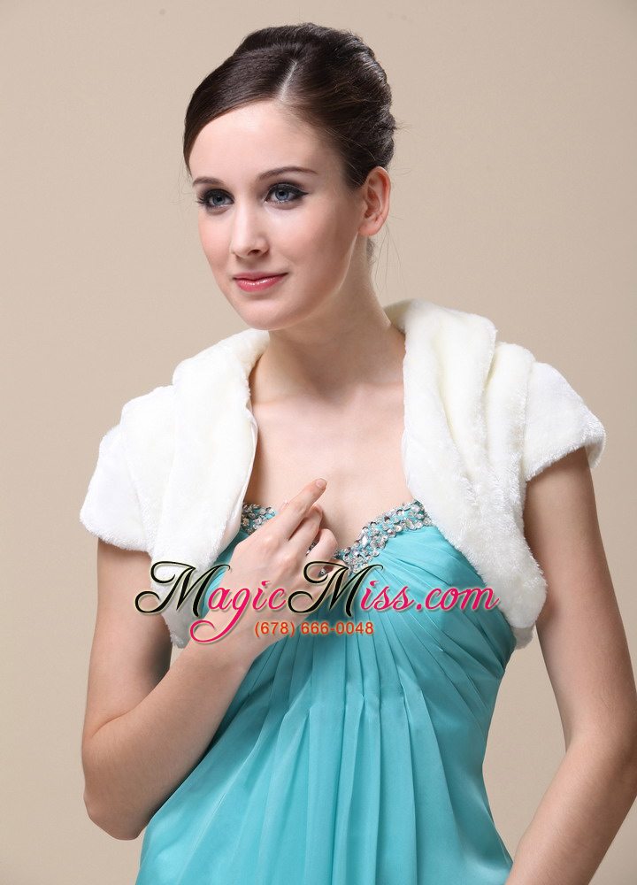 wholesale pretty faux fur special occasion / wedding jacket with short sleeves on sale