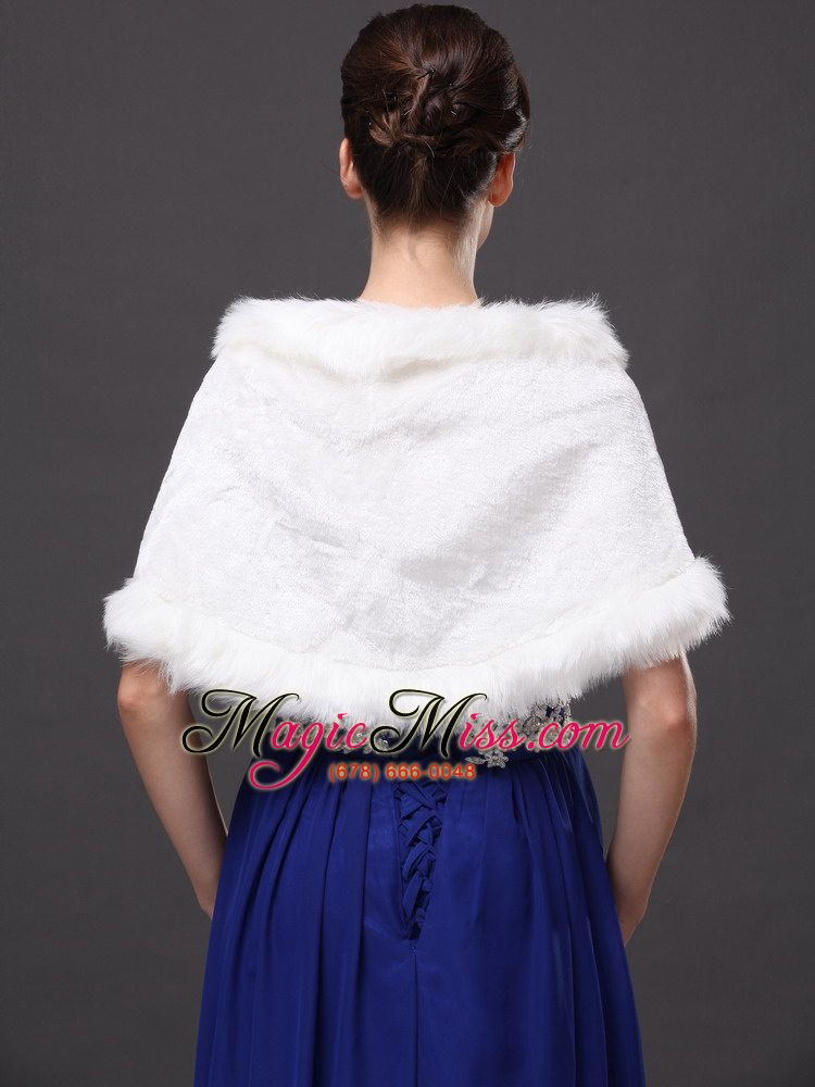 wholesale faux fur elegant v-neck white faux fur wedding party wedding wrap