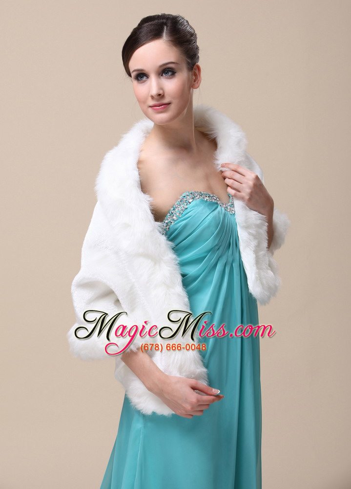 wholesale faux fur special occasion / wedding shawl with open front