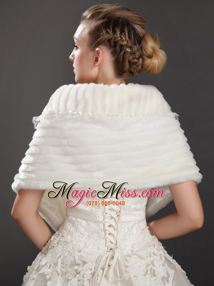 wholesale luxurious button faux fur fold-over collar wrap / shawl
