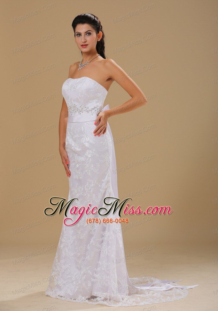 wholesale strapless lace over skirt beaded decorate waist for wedding dress