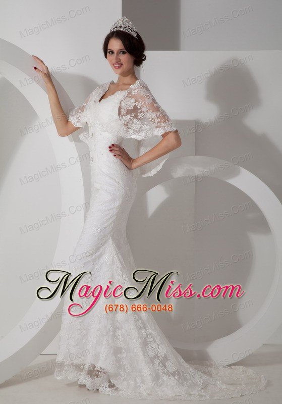 wholesale new column v-neck brush train satin lace wedding dress