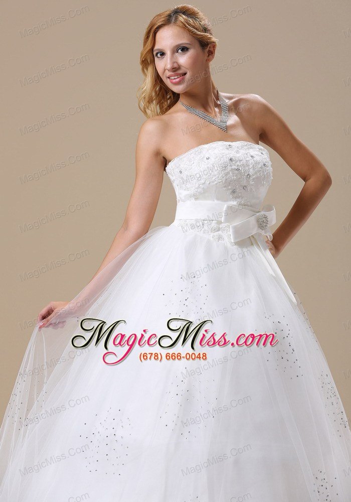 wholesale appliques with beading a-line bowknot strapless floor-length 2013 wedding dress