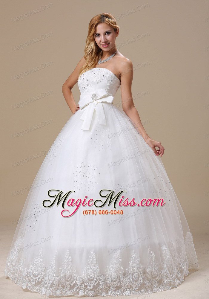 wholesale appliques with beading a-line bowknot strapless floor-length 2013 wedding dress