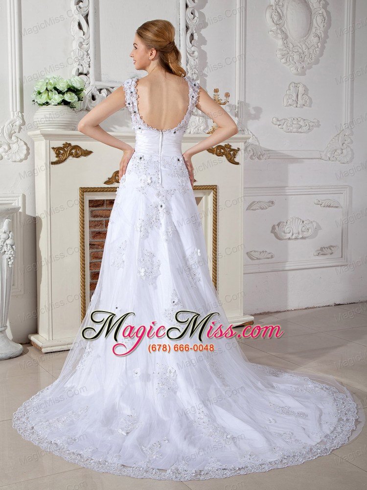 wholesale discount a-line scoop court train lace appliques wedding dress