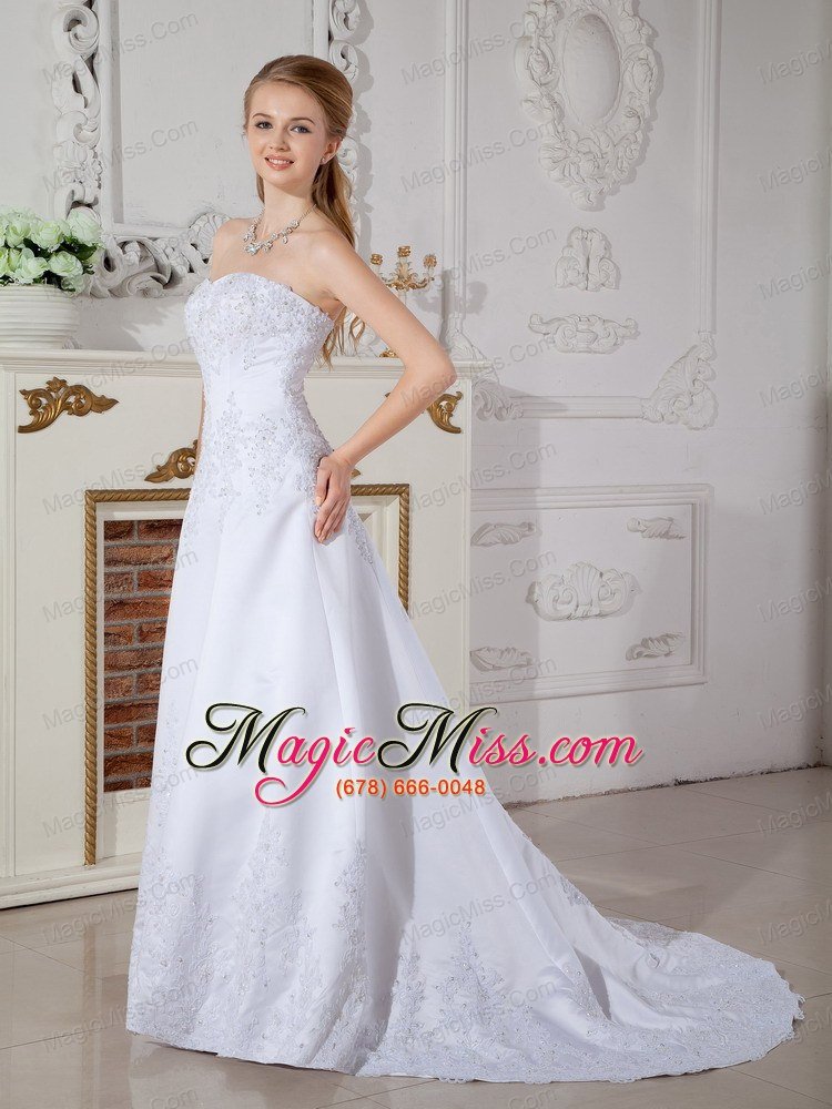 wholesale cheap a-line sweetheart court train satin lace wedding dress