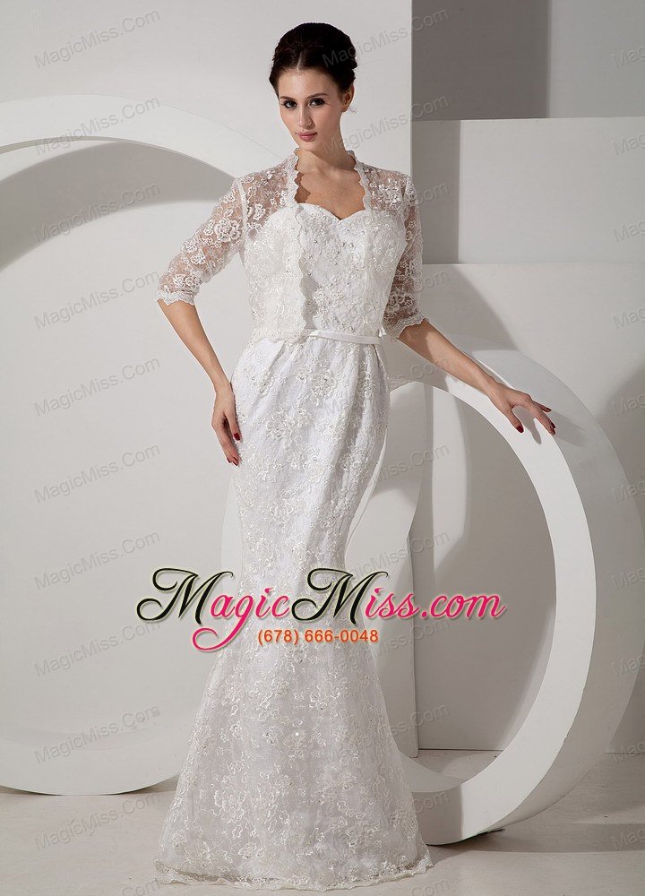 wholesale bast column sweetheart floor-length lace belt wedding dress