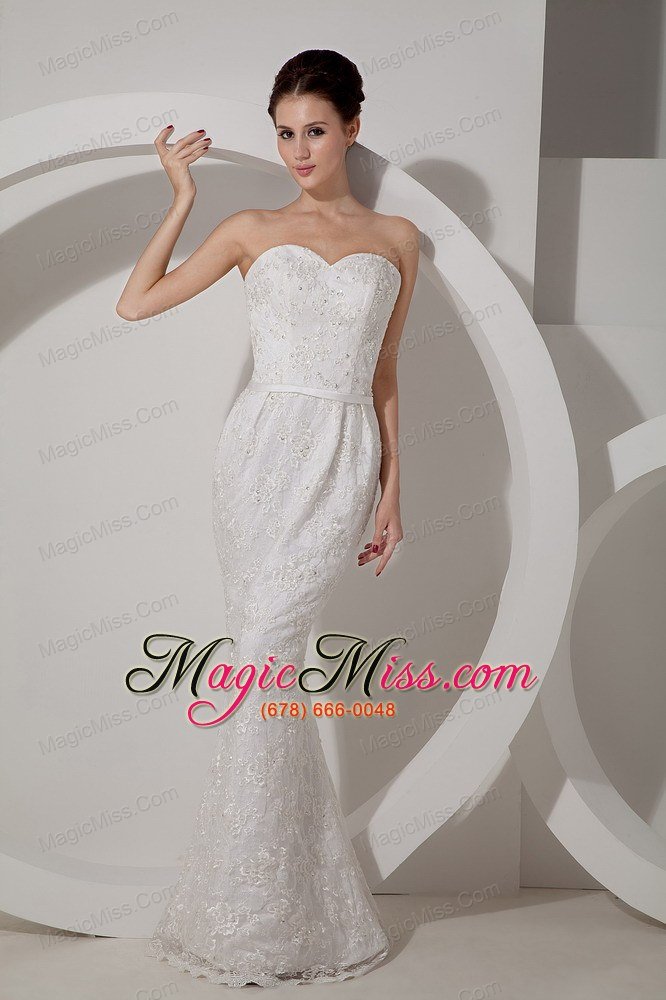 wholesale bast column sweetheart floor-length lace belt wedding dress