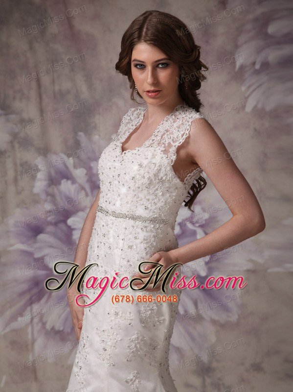 wholesale afforable mermaid wide straps court train lace beading wedding dress