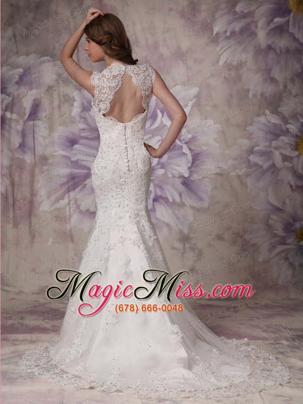 wholesale afforable mermaid wide straps court train lace beading wedding dress