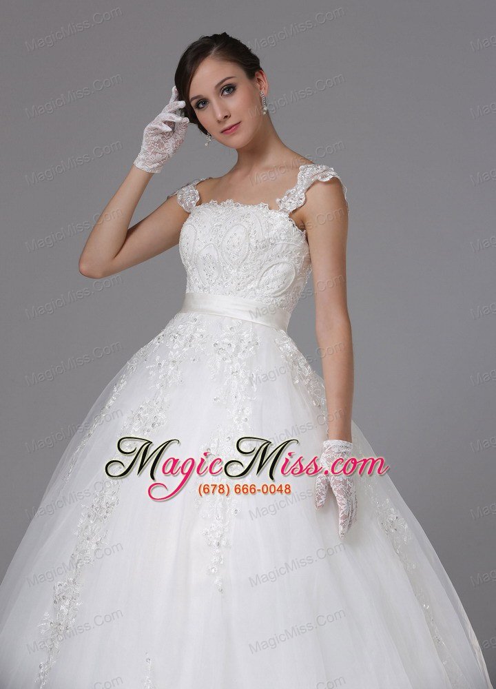 wholesale custom made ball gown wedding dress in auburn california lace sash cap sleeves brush train