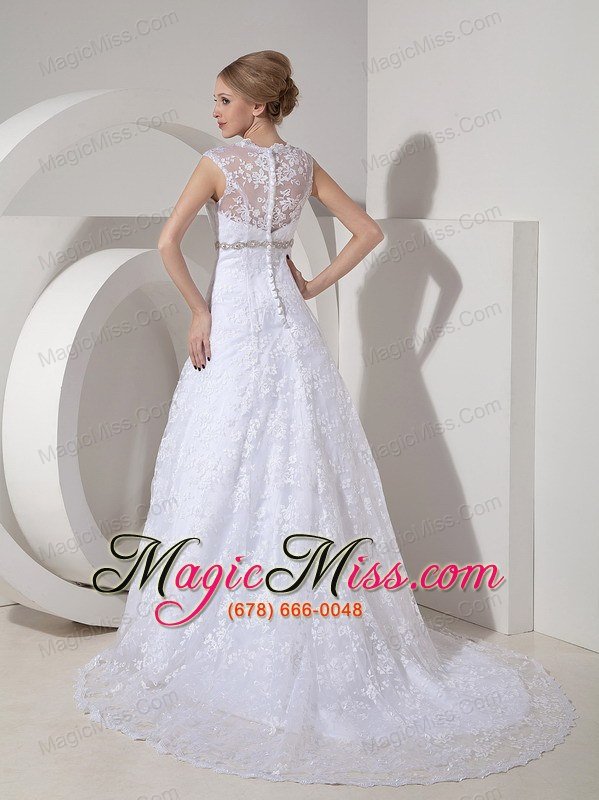 wholesale modest a-line straps court train lace beading wedding dress