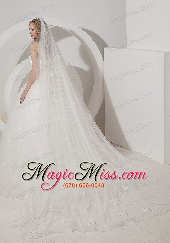 wholesale beautiful a-line sweetheart court train tulle appliques wedding dress