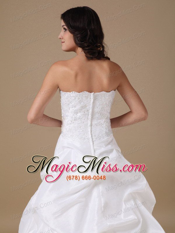 wholesale formal a-line strapless court train taffeta lace wedding dress