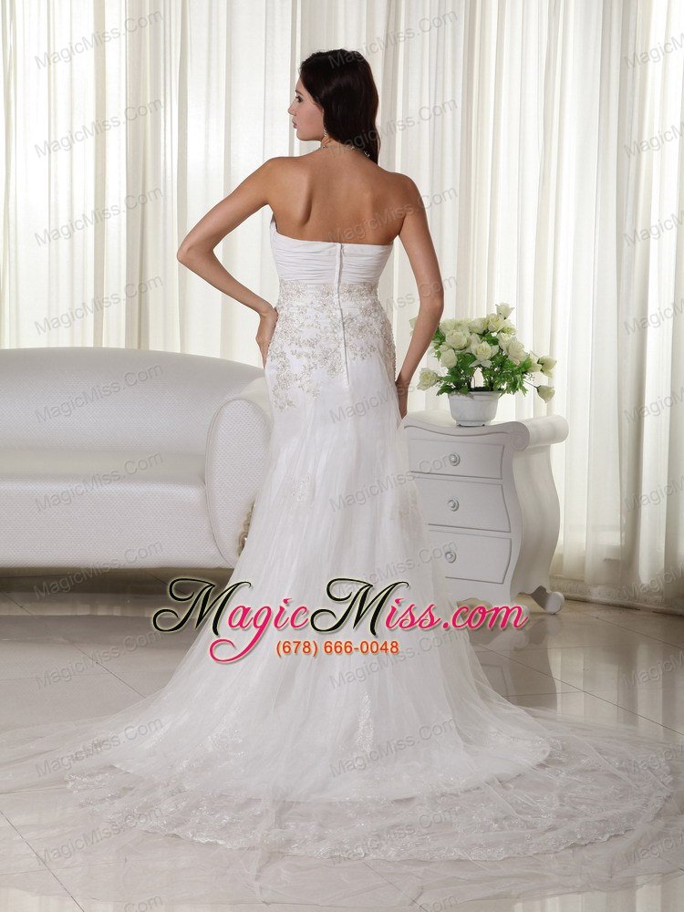 wholesale beautiful a-line sweetheart court train tulle appliques wedding dress